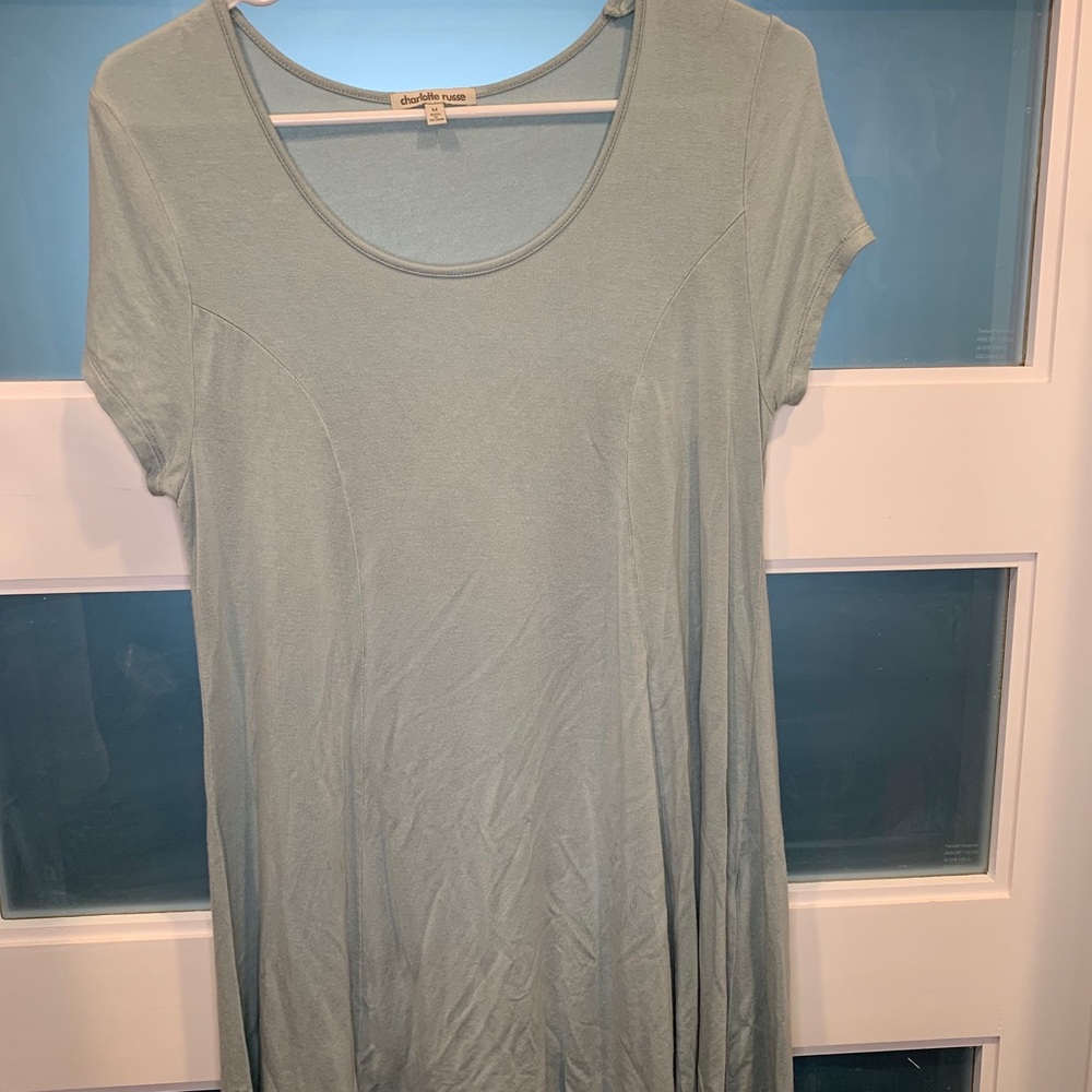 Light teal color shirt dress